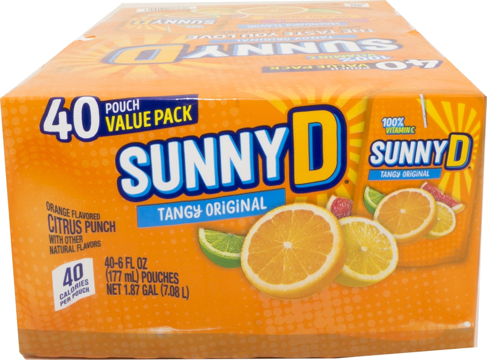 Sunny D Tangy Original Citrus Punch Pouch Value Pack, 40 x 6 oz