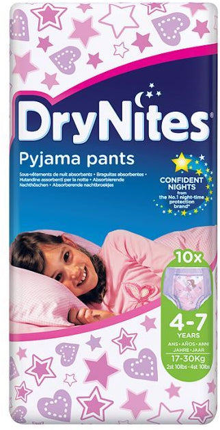 Huggies Drynites Pyjama Pants for Girls, 4-7 years, 17 - 30 kg, 10 ct