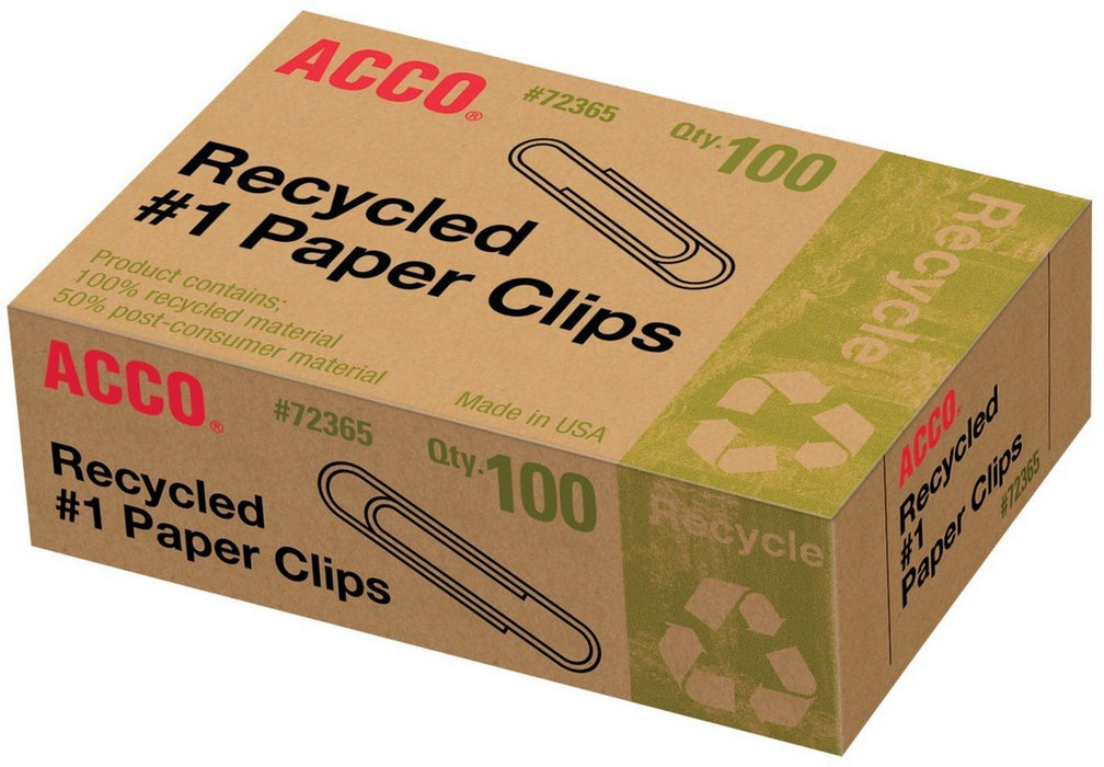 Acco Recycled Paper Clips Value Pack, 20 x 100 ct