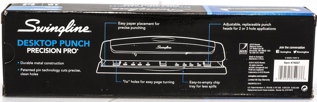 Swingline 3 Hole Paper Punch, Precision Pro, 1 ct