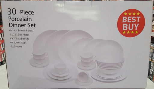 Best Buy 30 Piece Porcelain Dinner Set, White, 30 pcs