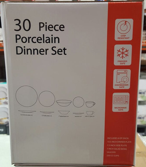 Best Buy 30 Piece Porcelain Dinner Set, White, 30 pcs