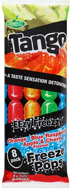 Tango Eezy Freezy Freeze Pops, Orange, Blue Raspberry, Apple & Cherry Flavour, 8 ct