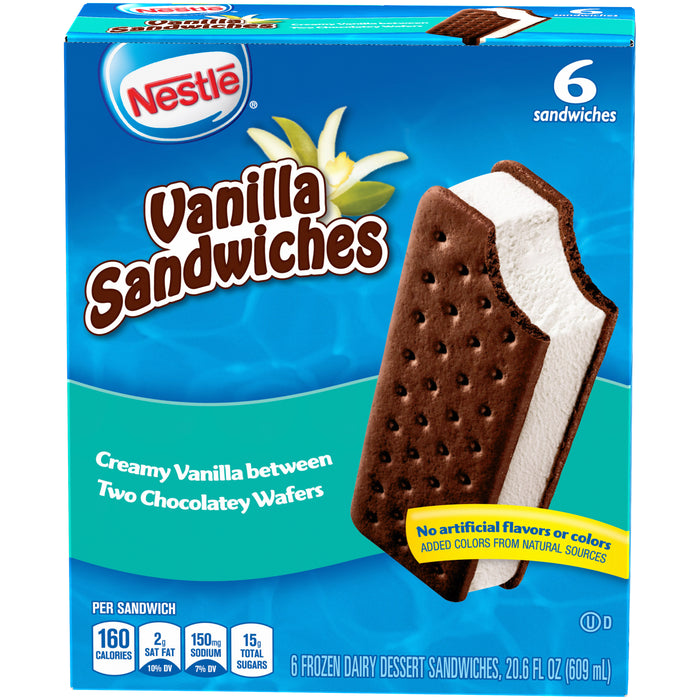 Nestle Vanilla Sandwiches Ice Cream, 6-Pack, 6 x 3.5 oz