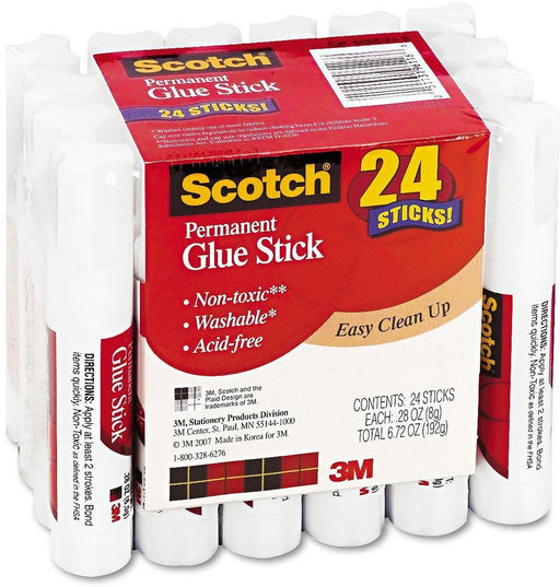 Scotch Permanent Glue Sticks, 24 ct