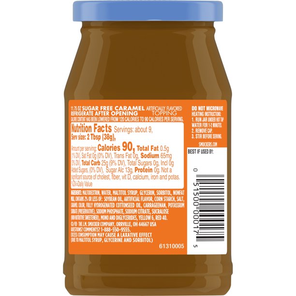 Smucker's Sugar Free Caramel Topping, 11.75 oz