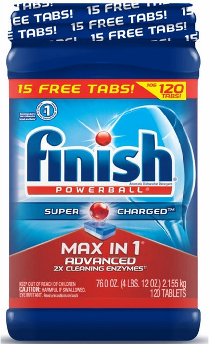 Finish Powerball Max in 1 Advanced Dishwasher Detergent, 120 ct