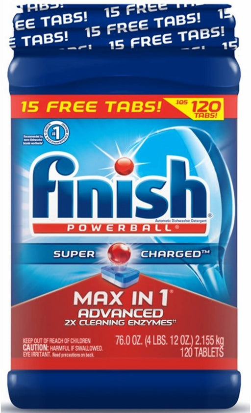 Finish Powerball Max in 1 Advanced Dishwasher Detergent, 120 ct