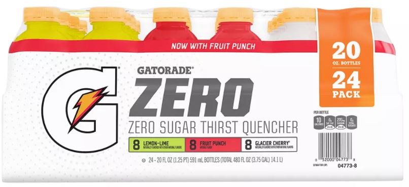 Gatorade G Zero Sugar, Variety Pack, 24-Pack , 24 x 20 oz