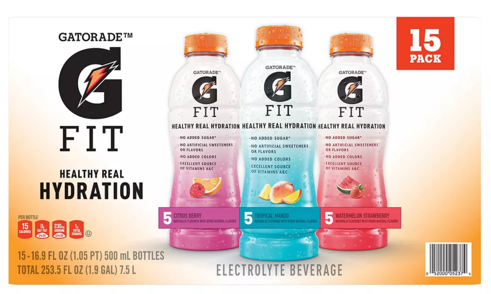 Gatorade Fit Electrolyte Beverage, 4-Flavor, Variety Pack , 15 x 16.9 oz