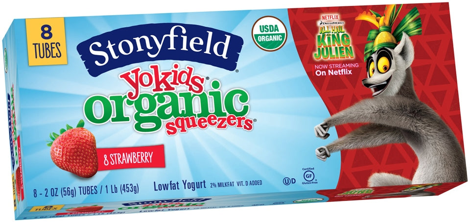 Stonyfield Yokids Squeezers, Strawberry, 8 ct