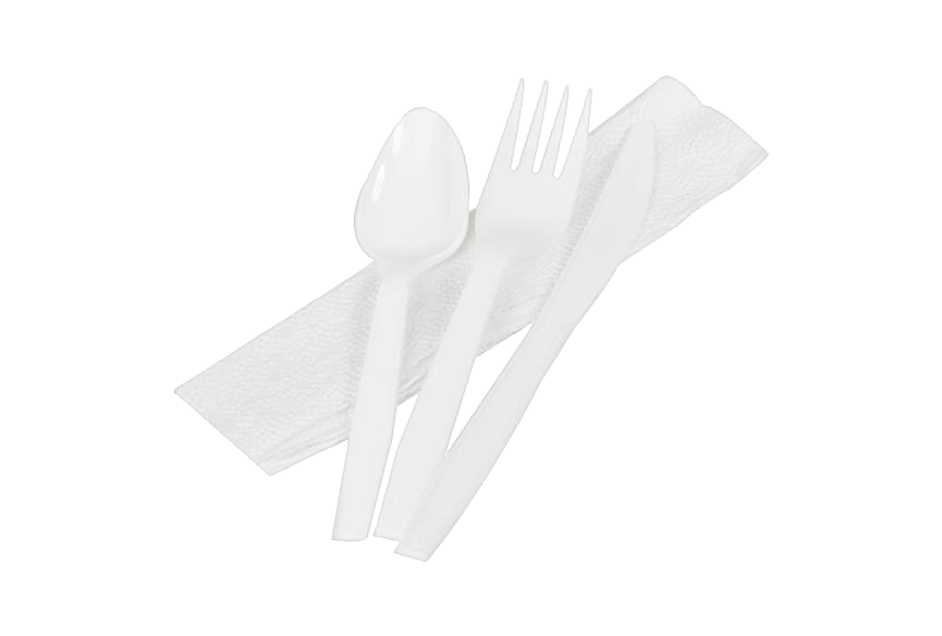 Safe-T Plastic Cutlery Packets with Forks, Knives, Spoons and Napkins, 200 ct