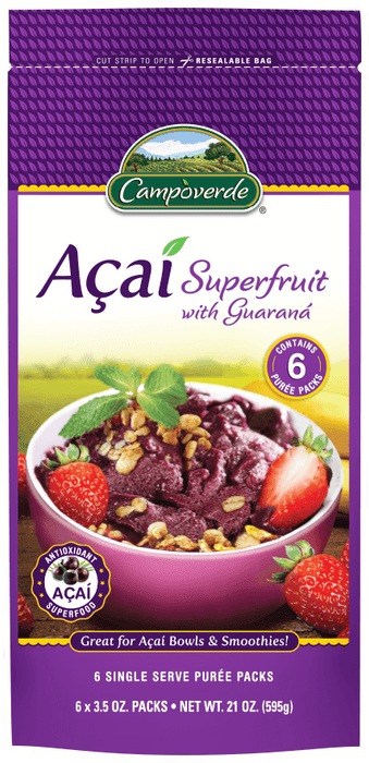 Campoverde Acai Superfruit With Guarna Puree Packs , 6 x 3.5 oz