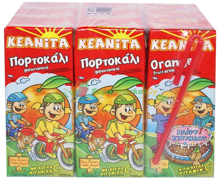 Keanita Orange Juice Box, Value Pack, 9 x 250 ml