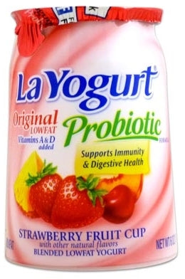 La Yogurt Probiotic Strawberry Fruit Cup Original Blended Low-Fat Yogurt, 6 oz