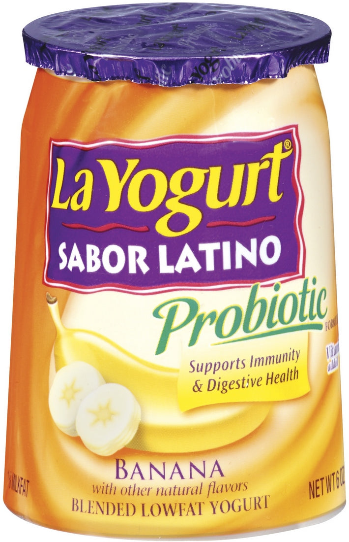 La Yogurt Probiotic Sabor Latino Banana Blended Low Fat Yogurt 6 Oz — 8623