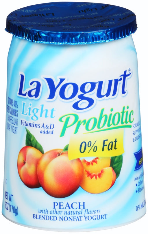 La Yogurt Probiotic Peach Light ZeroFat Blended Non-Fat Yogurt, 6 oz