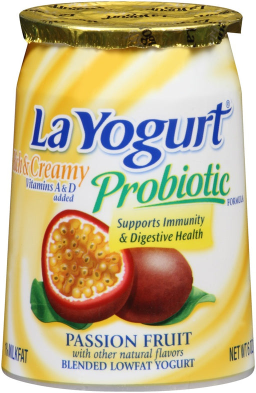 La Yogurt Probiotic Rich & Creamy Passion Fruit Blended Low-Fat Yogurt, 6 oz
