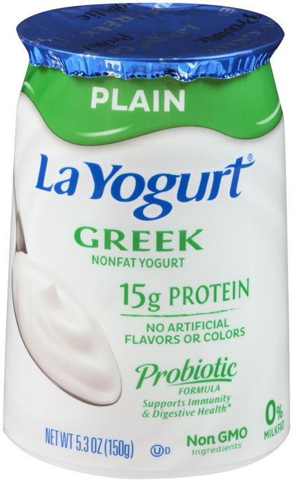 La Yogurt Probiotic Plain Greek Non-Fat Yogurt, 15g Protein, 5.3 oz