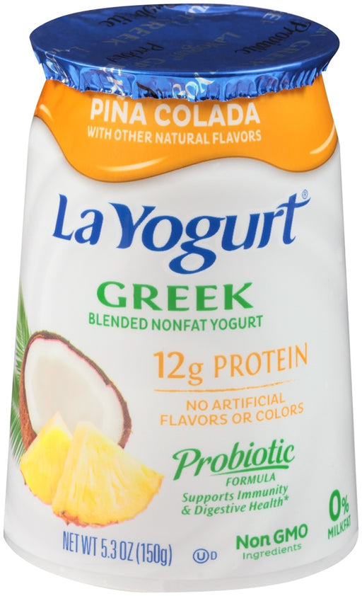 La Yogurt Probiotic Pina Colada Greek Blended Non-Fat Yogurt, 12g Protein, 5.3 oz