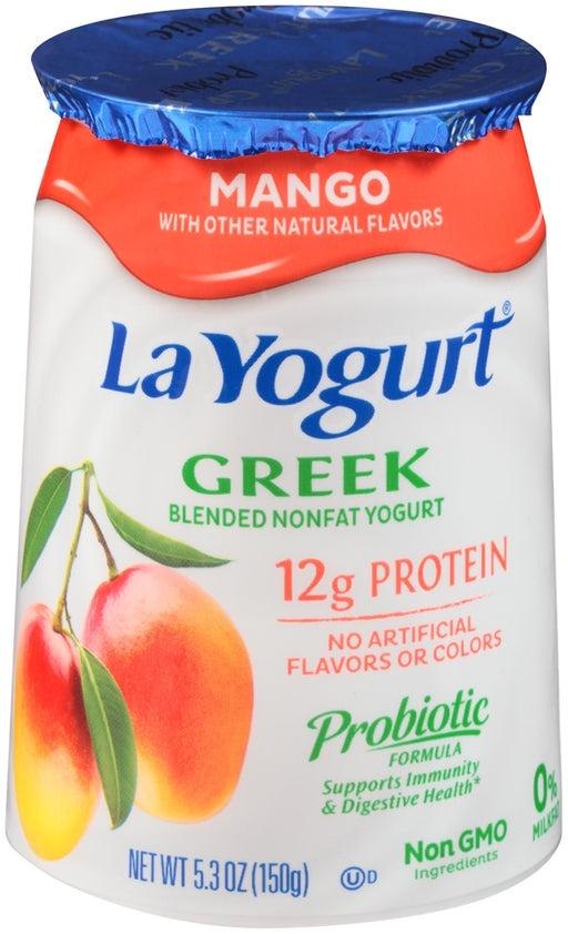 La Yogurt Probiotic Mango Greek Blended Non-Fat Yogurt, 12g Protein, 5.3 oz