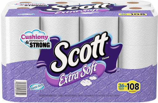 Scott Extra Soft Unscented Bathroom Tissues, 400 1-ply sheets, 36 rolls
