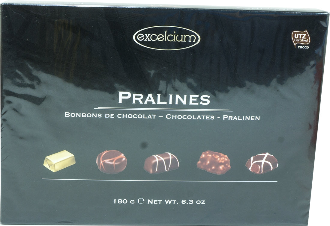 Exelcium Assorted Chocolate Pralines, Black Box, 180 gr