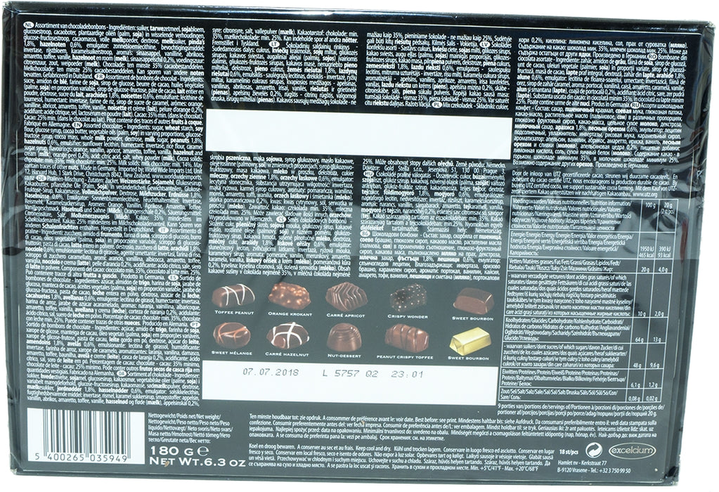 Exelcium Assorted Chocolate Pralines, Black Box, 180 gr