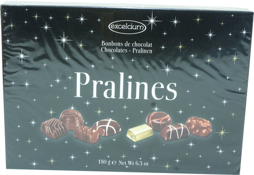 Exelcium Assorted Chocolate Pralines, Seasonal Black Box, 180 gr