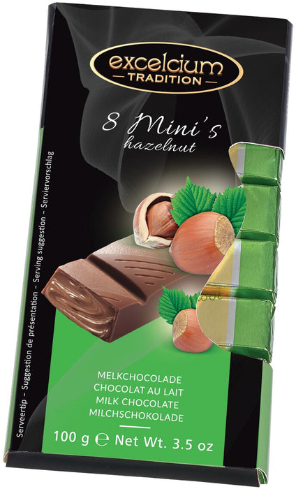 Excelcium 8 Mini's Hazelnut Milk Chocolates, 100 g