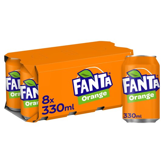 Fanta Orange Cans With Real Sugar, 8-Pacl , 8 x 330 ml