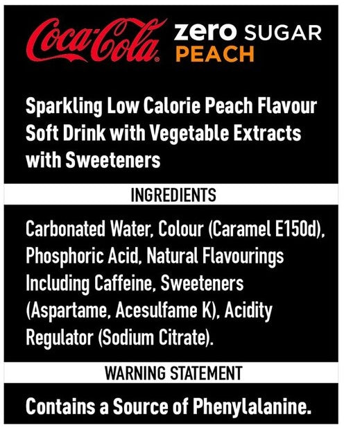 Coca-Cola Zero Sugar Peach, 4 x 330 ml