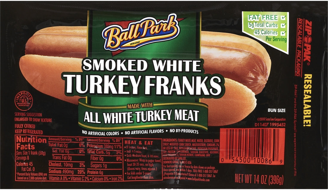 Ball Park Smoked White Turkey Franks, Bun Size, 14 oz