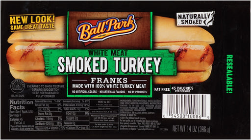 Ball Park Smoked White Turkey Franks, Bun Size, 14 oz