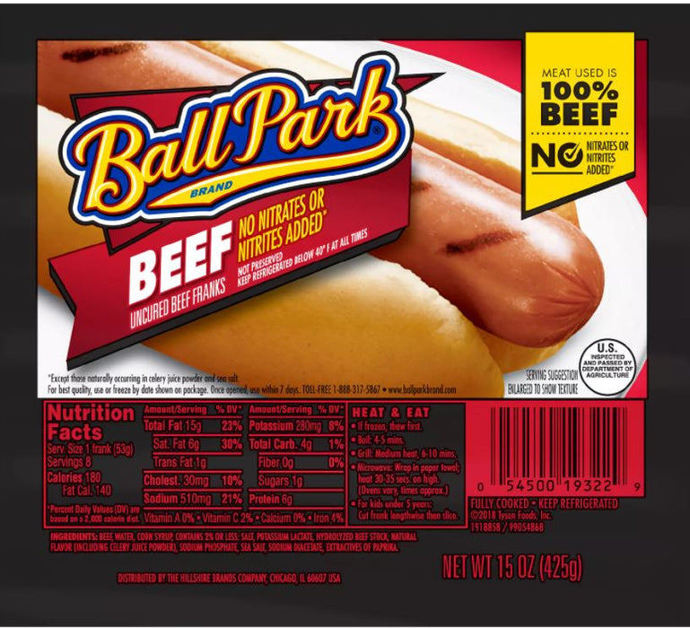 Ball Park Uncured Beef Franks , 15 oz