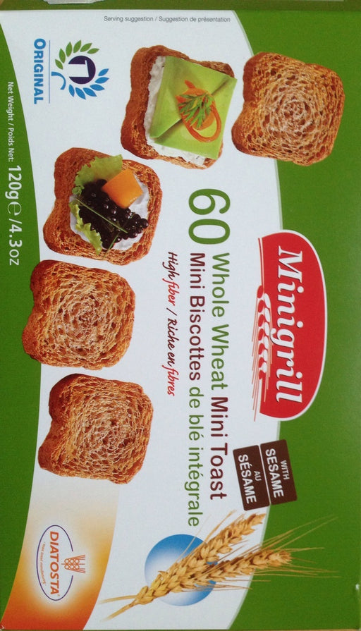 Diatosta Minigrill Mini Toast, Whole Weat with Sesame Seeds, 120 g