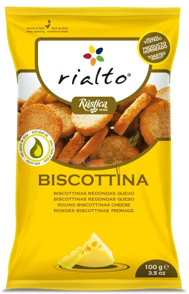 Rialto Biscottina Toast, Cheese, Round, 100 g