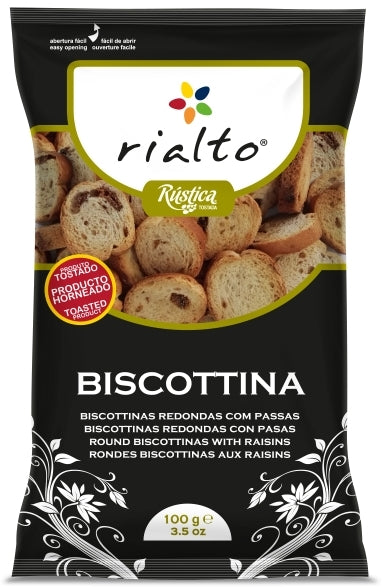 Rialto Biscottina Toast, Raisins, Round , 100 g