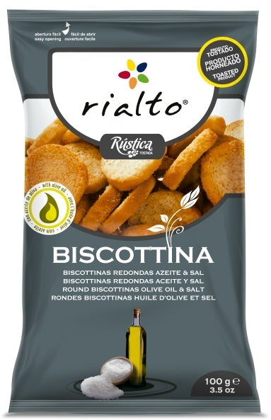 Rialto Biscottina Toast, Olive Oil & Salt, Round, 100 g