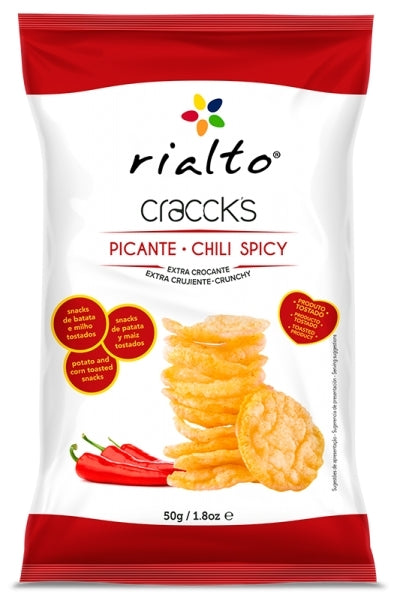 Rialto Craccks Potato and Corn Toasted Snacks, Chili Spicy, 50 g