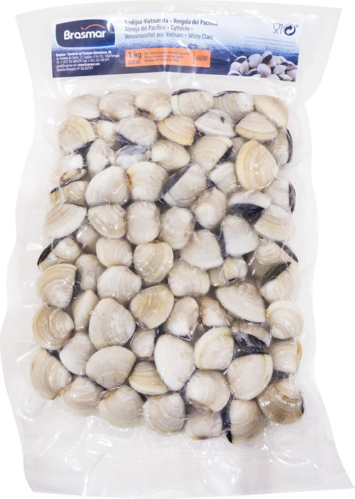 Brasmar Quick-Frozen White Clams with Shell, 1 kg