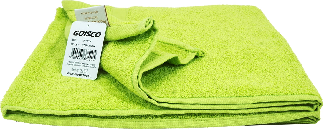 Goisco Bath Towel 100% Cotton 27 x 54 inch, Green, 400 gr