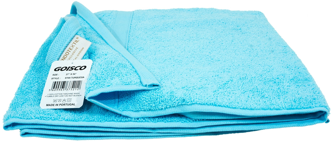 Goisco Bath Towel 100% Cotton 27 x 54 inch, Turquoise, 400 gr