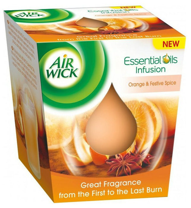 Air Wick Scented Candle, Orange & Festive Spice Scent , 3.7 oz