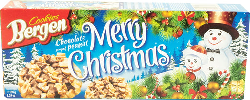 Bergen Chocolate Striped Peanut Merry Christmas Cookies, 150 gr