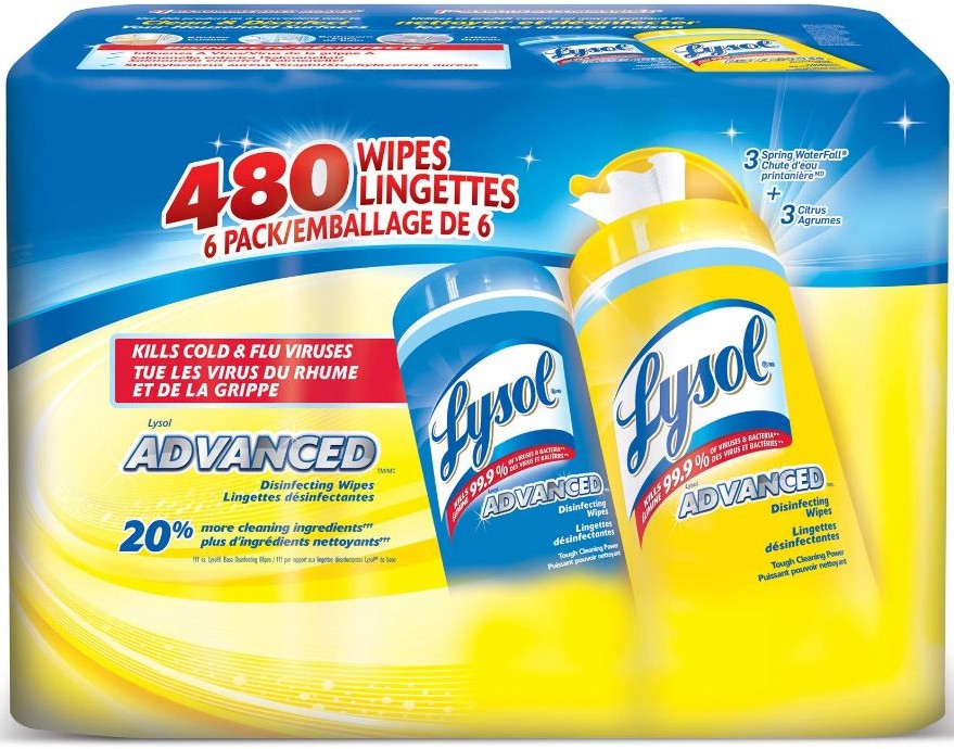 Lysol Advanced Disinfecting Wipes Value Pack, 6 x 80 ct