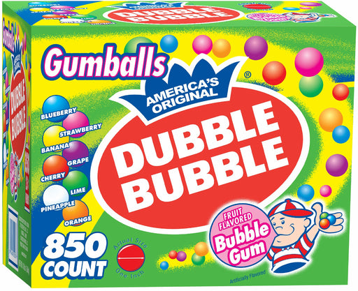 America's Original Dubble Bubble Fruit Flavored Bubble Gum Gumballs, 850 ct