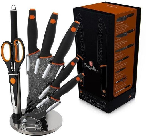 Berlinger Haus 8-Piece Quality Knife Set with Acrylic Stand, Black Orange , 