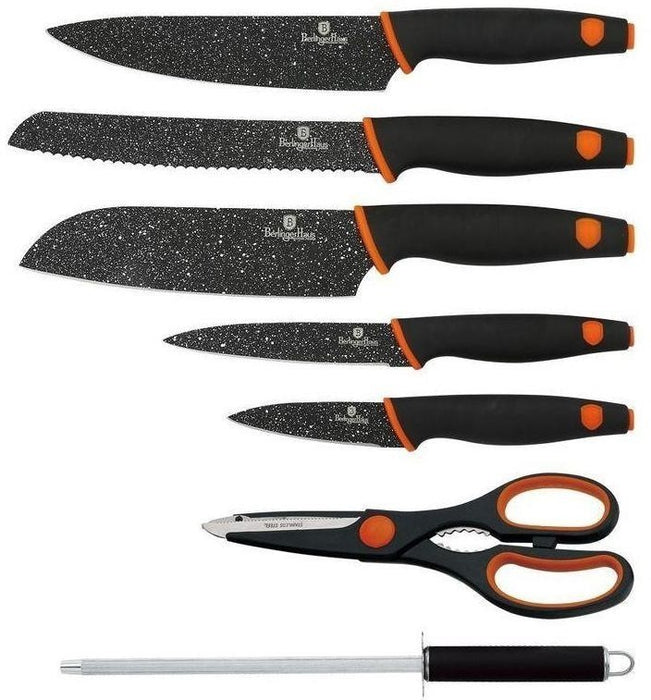 Berlinger Haus 8-Piece Quality Knife Set with Acrylic Stand, Black Orange , 