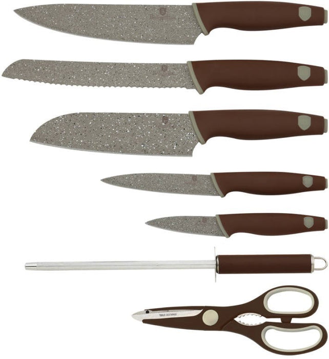 Berlinger Haus 8-Piece Quality Knife Set with Acrylic Stand, Brown Cream, 